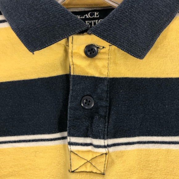Boys 4T Place Athletics Dept polo t-shirt yellow and blue rugby stripes - Picture 4 of 8